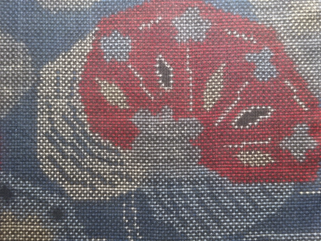 JAPANESE KIMONO / ANTIQUE KIMONO / SILK / DORO OSHIMA TSUMUGI / WOVEN FLOWERS